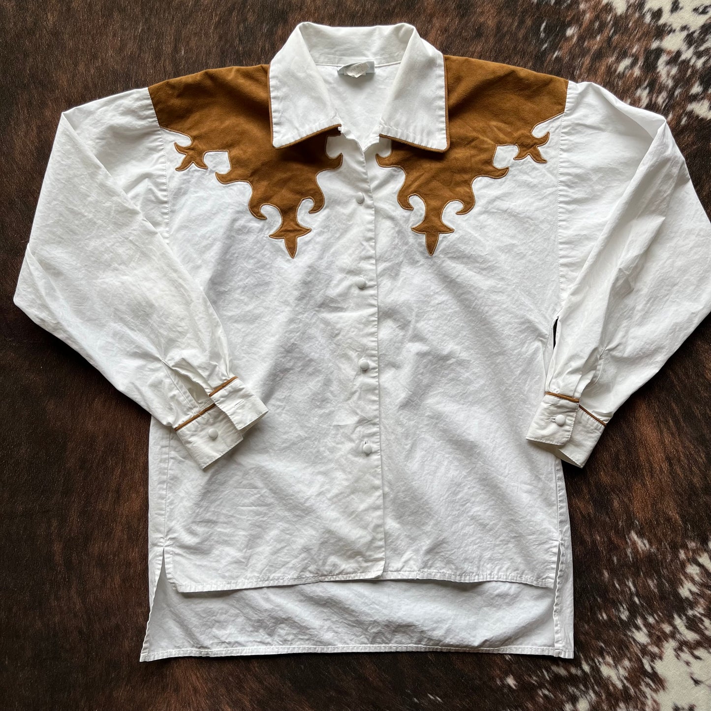Suede Yoke Western Blouse